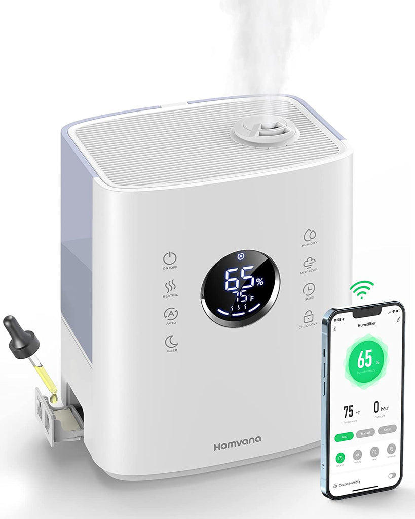 Smart Humidifier Box Homvana Smart Humidifier For Bedroom Large Room, 6.5 L Warm & Cool Mist ...